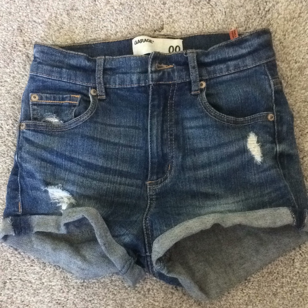 high rise denim shorts